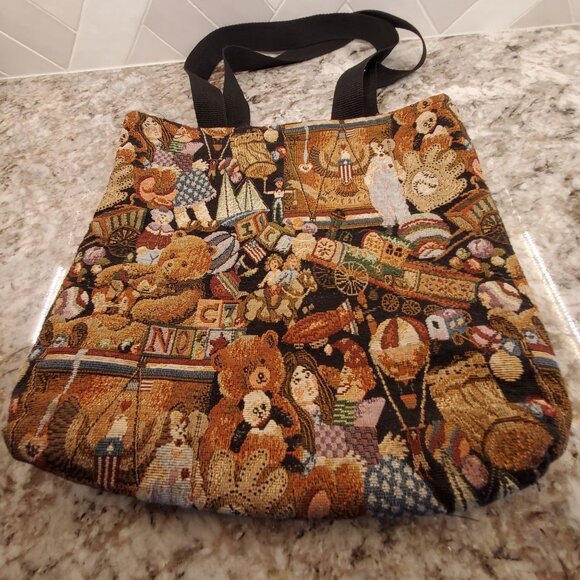 Handmade Elaine Of California Vintage Tapestry Tote Bag Childrens Hook and Loop - Picture 1 of 9